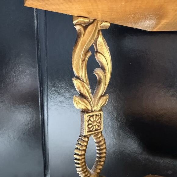 Vintage Sexton Gold Metal and Wood 3 Tier Corner Wall Shelf Trinket Display - Picture 10 of 11